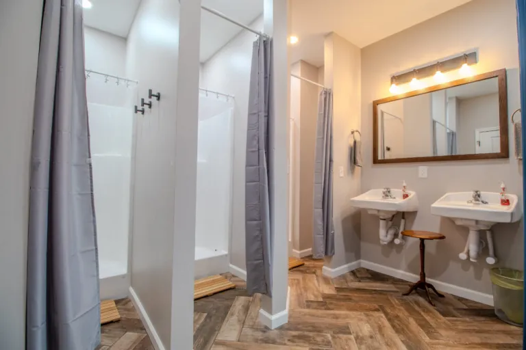 Clean shared bathroom at The Lazy Tiger